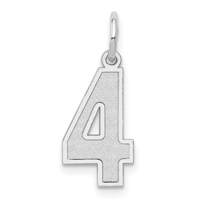 14K White Medium Satin Number 4 Charm