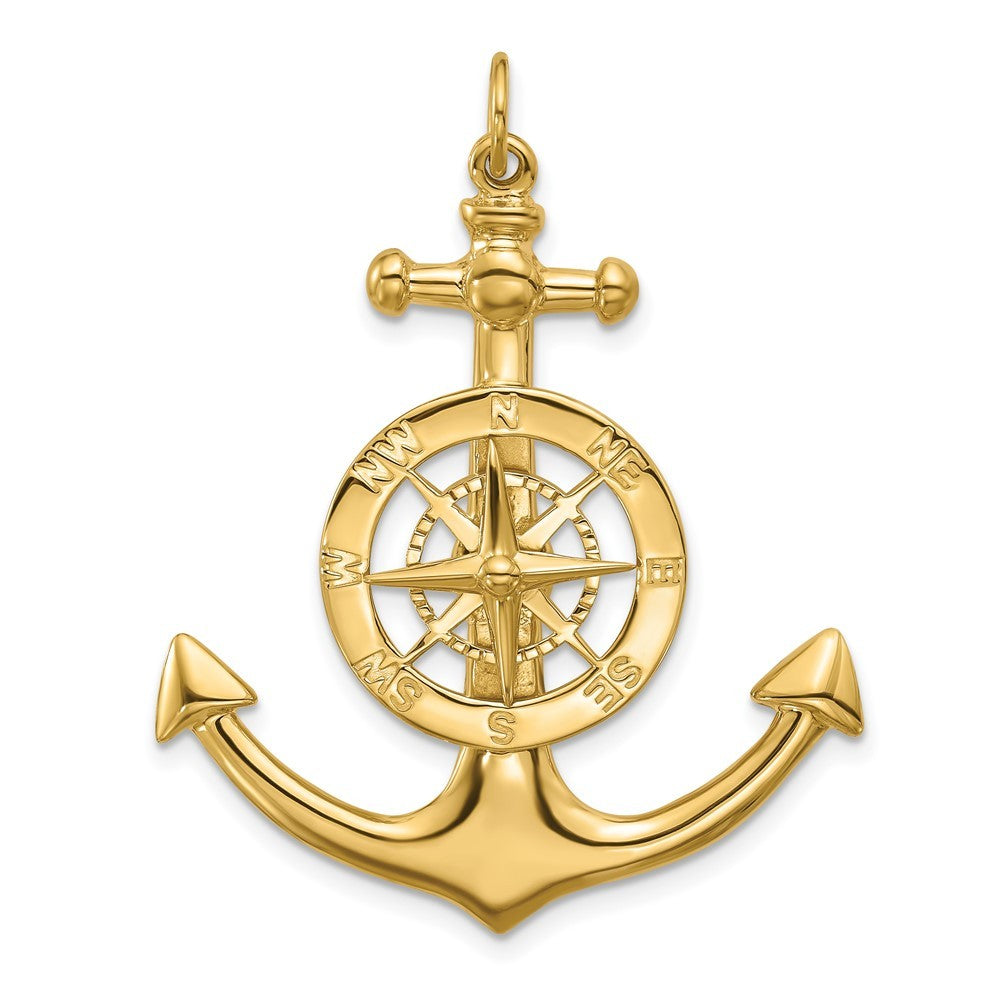 14k Yellow Gold Large Anchor w Nautical Compass Charm