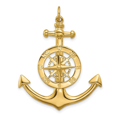 14k Yellow Gold Large Anchor w Nautical Compass Charm