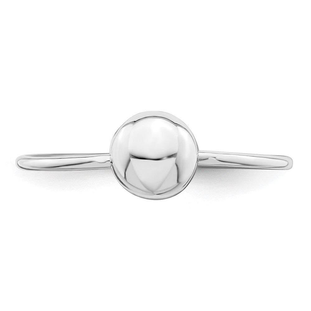Sterling Silver Rhodium-plated Polished Bead Ring Size 8