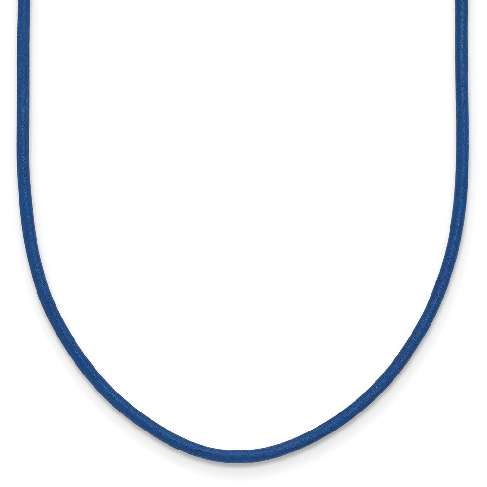 14k Yellow Gold Yellow Clasp 1.6mm 16 inch Royal Blue Leather Cord Necklace