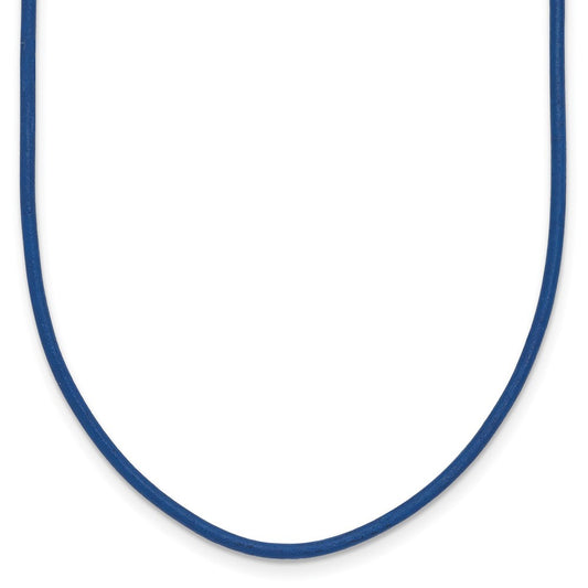 14k Yellow Gold Yellow Clasp 1.6mm 16 inch Royal Blue Leather Cord Necklace