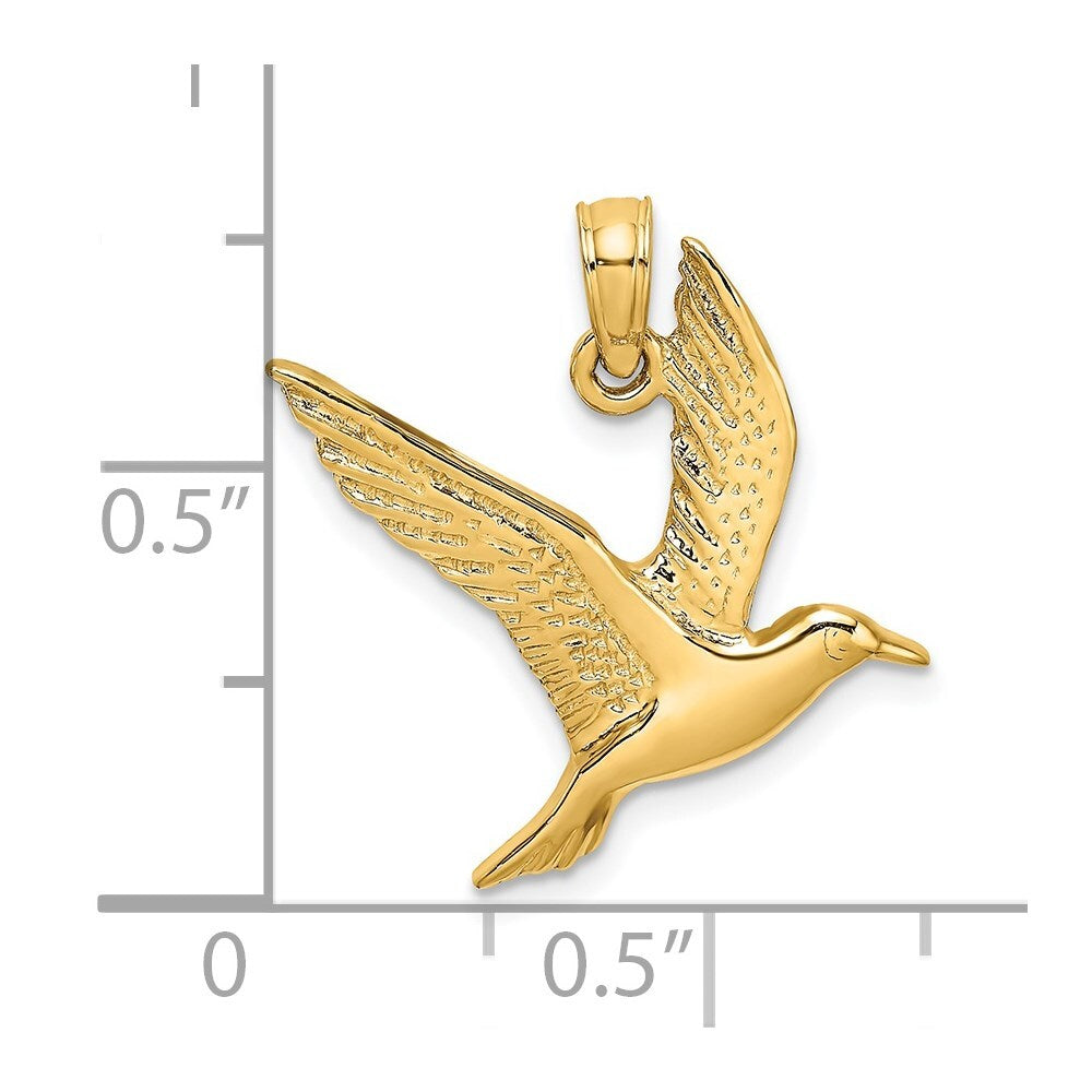 14k Yellow Gold Polished Flying Seagull Charm Pendant for Women