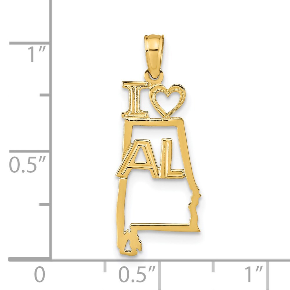 14k Yellow Gold Solid Alabama State Pendant for Women