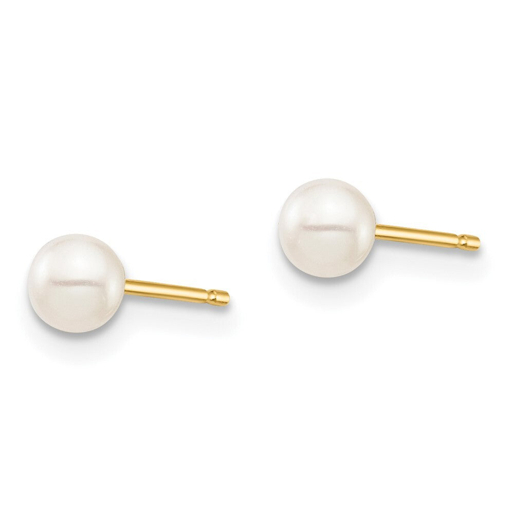 14k Yellow Gold 3-4mm Freshwater Cultured Pearl Stud Earrings Gift for Women