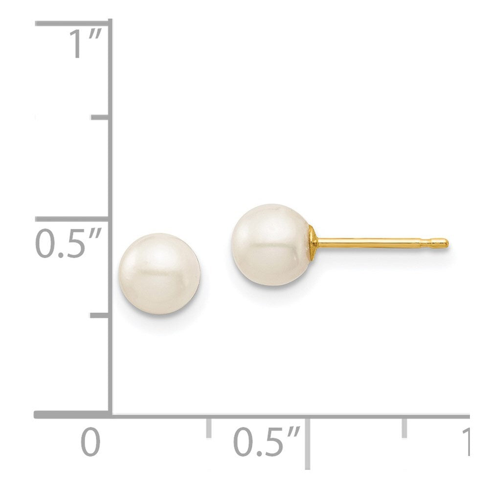 14k Yellow Gold 5-6mm Freshwater Cultured Pearl Stud Earrings Gift for Women
