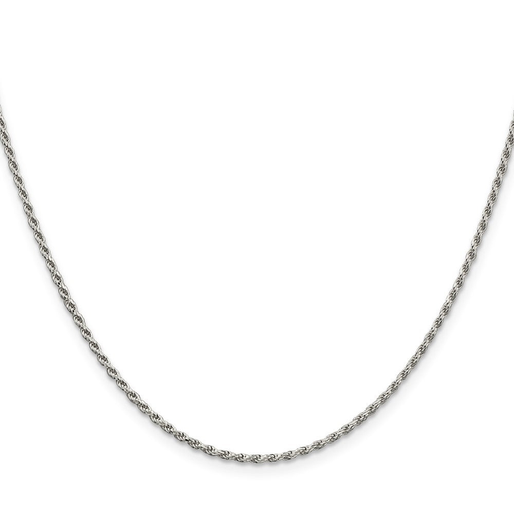 Sterling Silver Rhodium-plated 1.7mm Diamond-cut Rope Chain Necklace