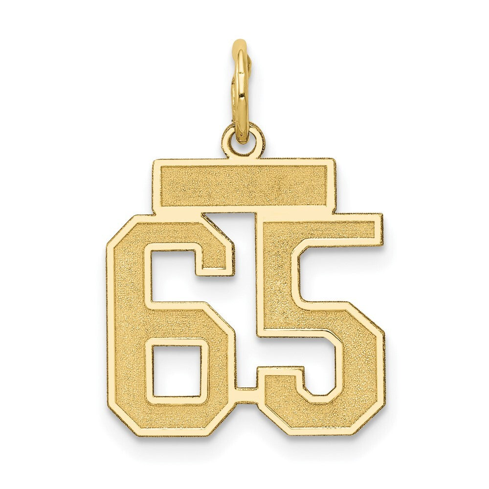 14k Yellow Gold Small Satin Number 65 Charm Pendant for Women