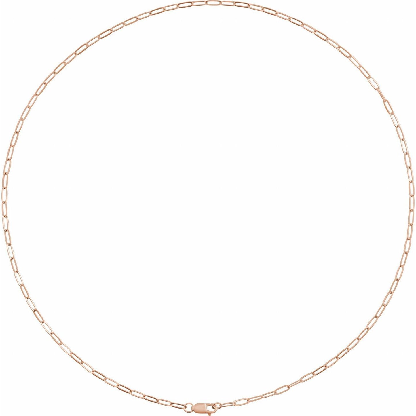 14k Rose Gold 2.1 mm Paperclip 18" Chain Necklace Fine Gift for Women