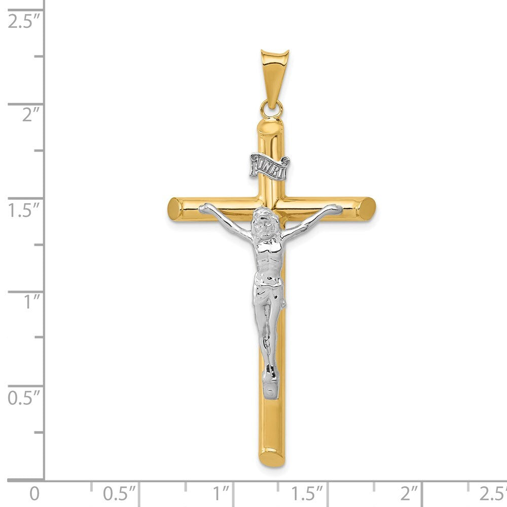 14k Two-tone Gold Polished Crucifix Pendant for Women