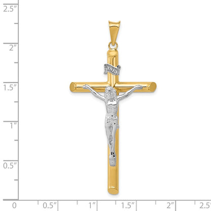 14k Two-tone Gold Polished Crucifix Pendant for Women