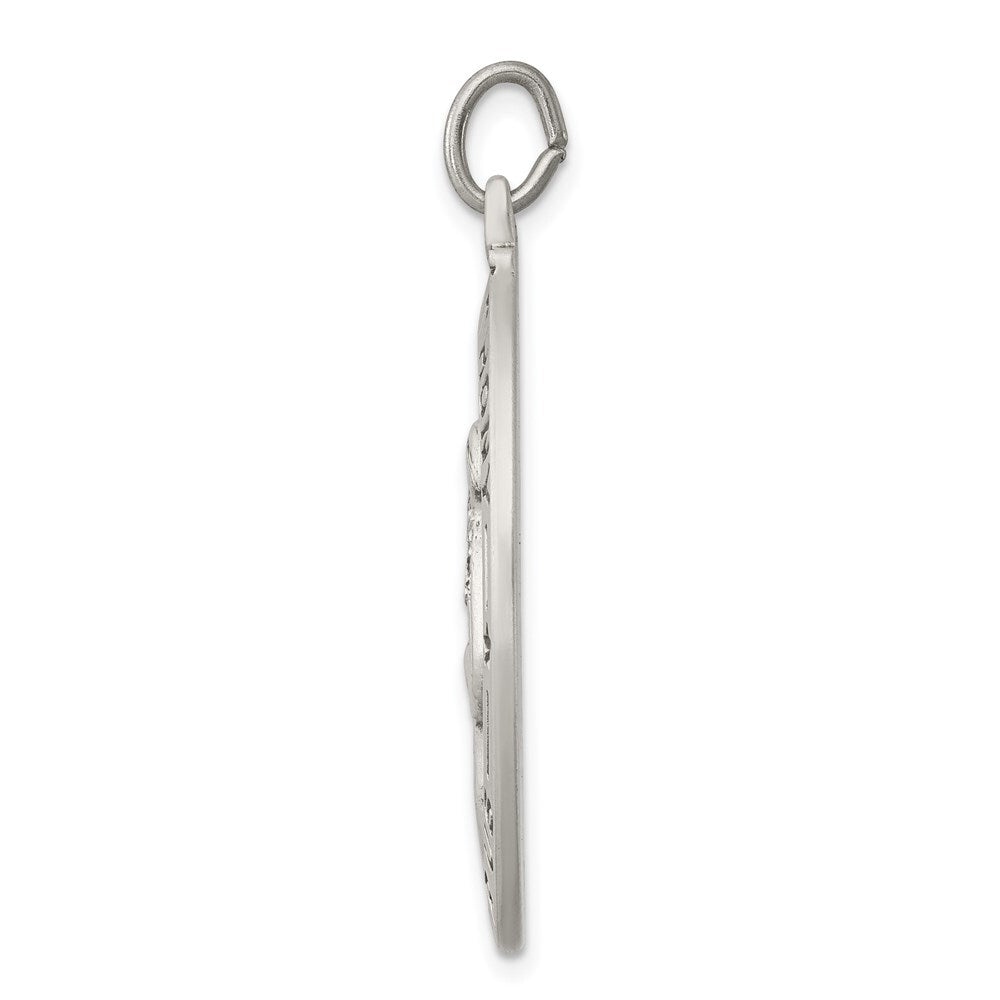 Sterling Silver Antiqued Saint Anthony Medal Pendant