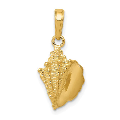 14k Yellow Gold Solid Polished Conch Shell Pendant for Women