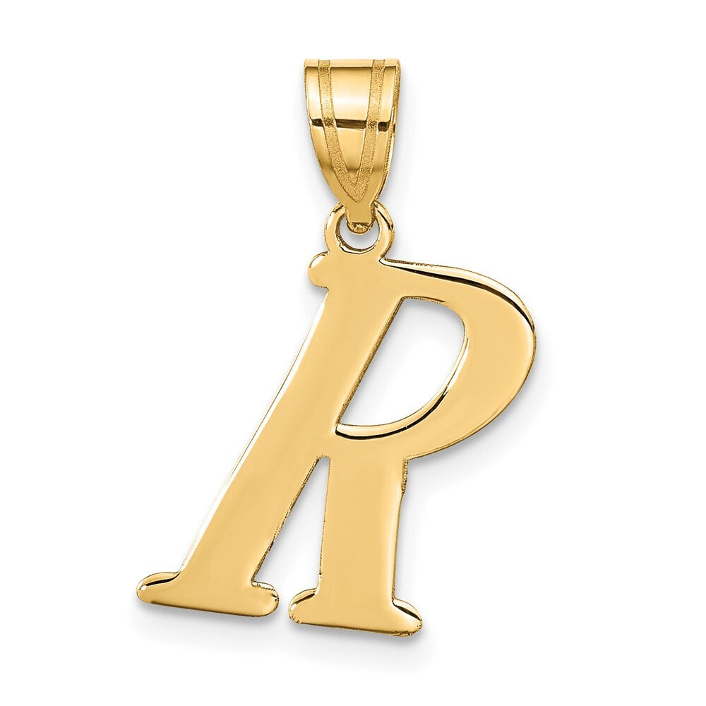 14k Yellow Gold Polished Letter R Initial Pendant for Women