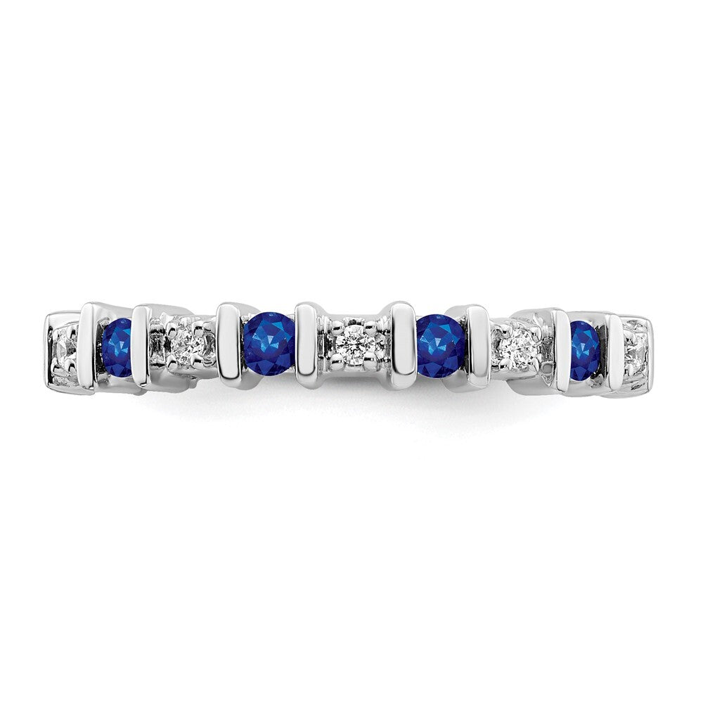 14k White Gold Sapphire and Diamond Band Size 7