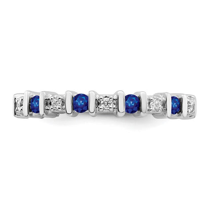 14k White Gold Sapphire and Diamond Band Size 7