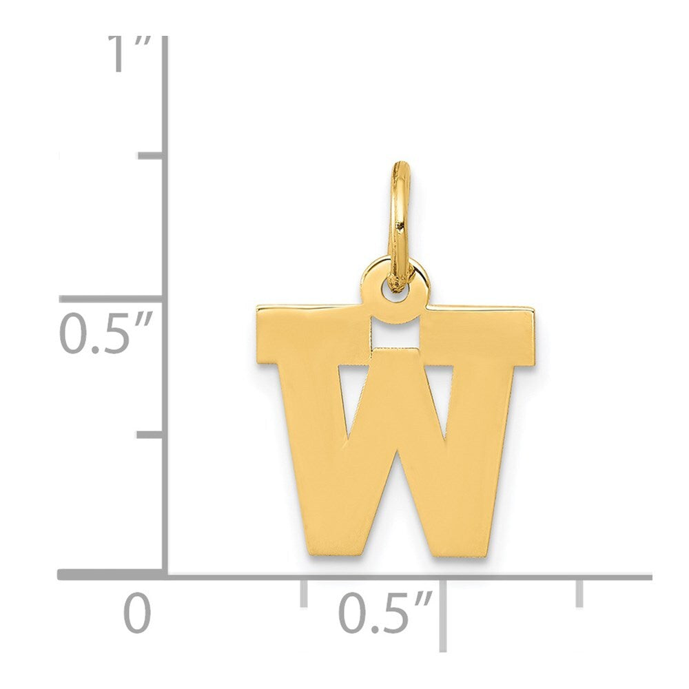 14k Yellow Gold Small Block Letter W Initial Charm Pendant for Women
