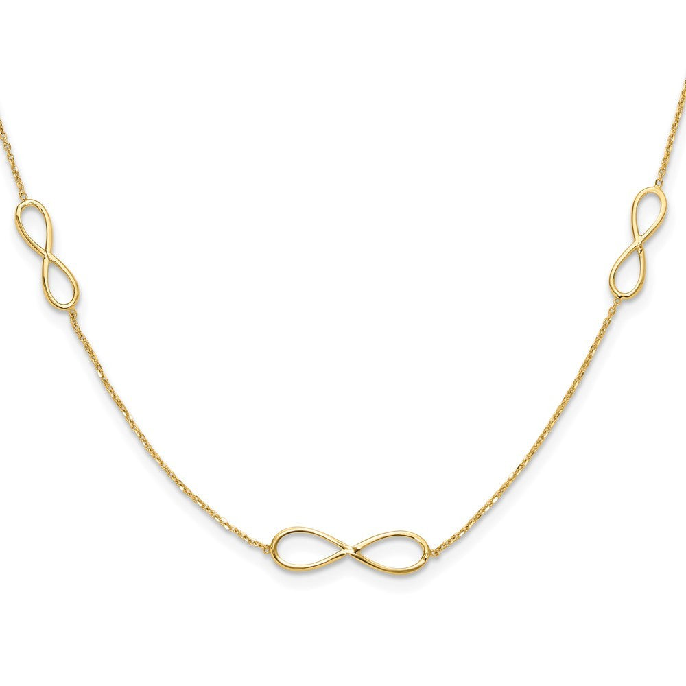 14k Yellow Gold Polished Infinity Stations 16in with 2in ext. Necklace
