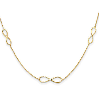 14k Yellow Gold Polished Infinity Stations 16in with 2in ext. Necklace