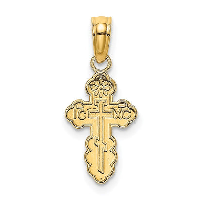 14k Yellow Gold Mini Eastern Orthodox Cross Charm