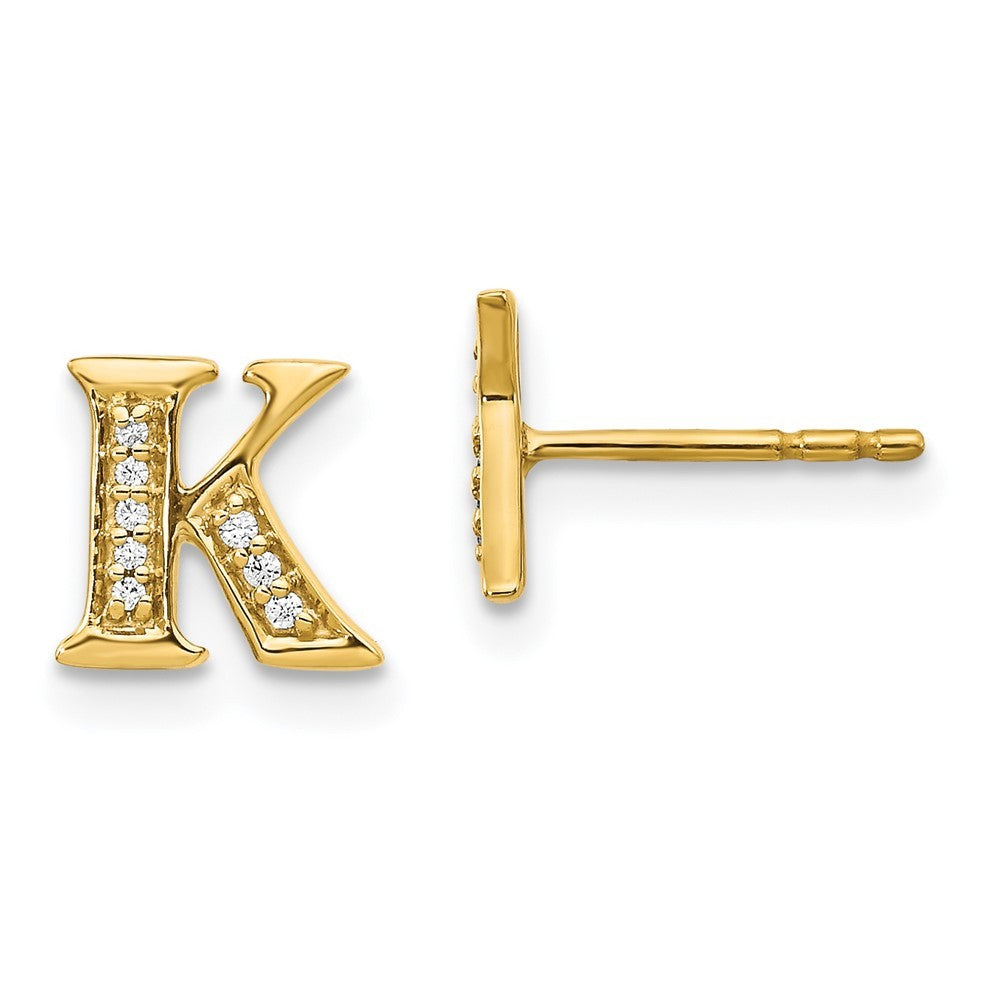 14k Yellow Gold Diamond Initial K Earrings