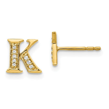 14k Yellow Gold Diamond Initial K Earrings