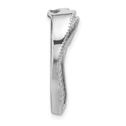 Sterling Silver Rhodium-plated Cubic Zirconia Heart Chain Slide Pendant