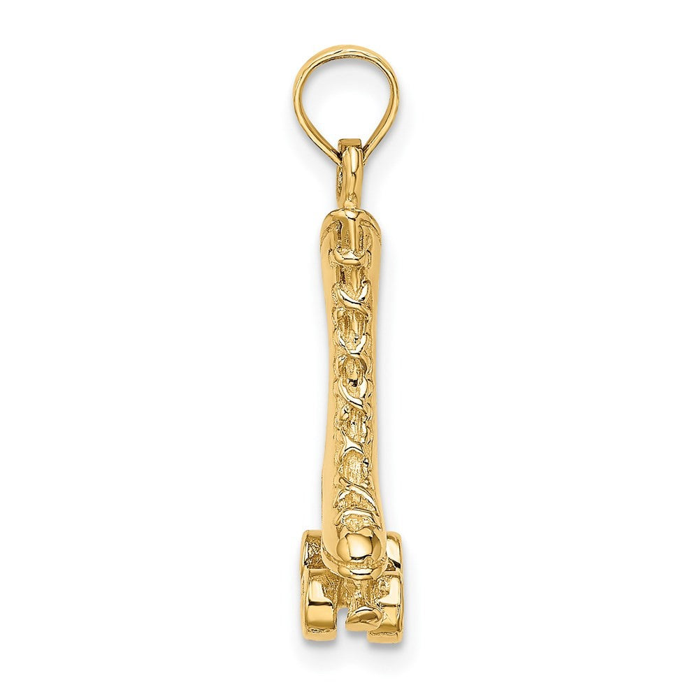 14k Yellow Gold 3-D Roller Skate Charm