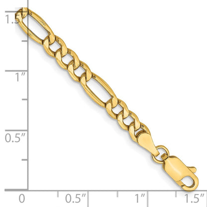 14k Yellow Gold 8 inch 4.2mm Semi-Solid Figaro Bracelet