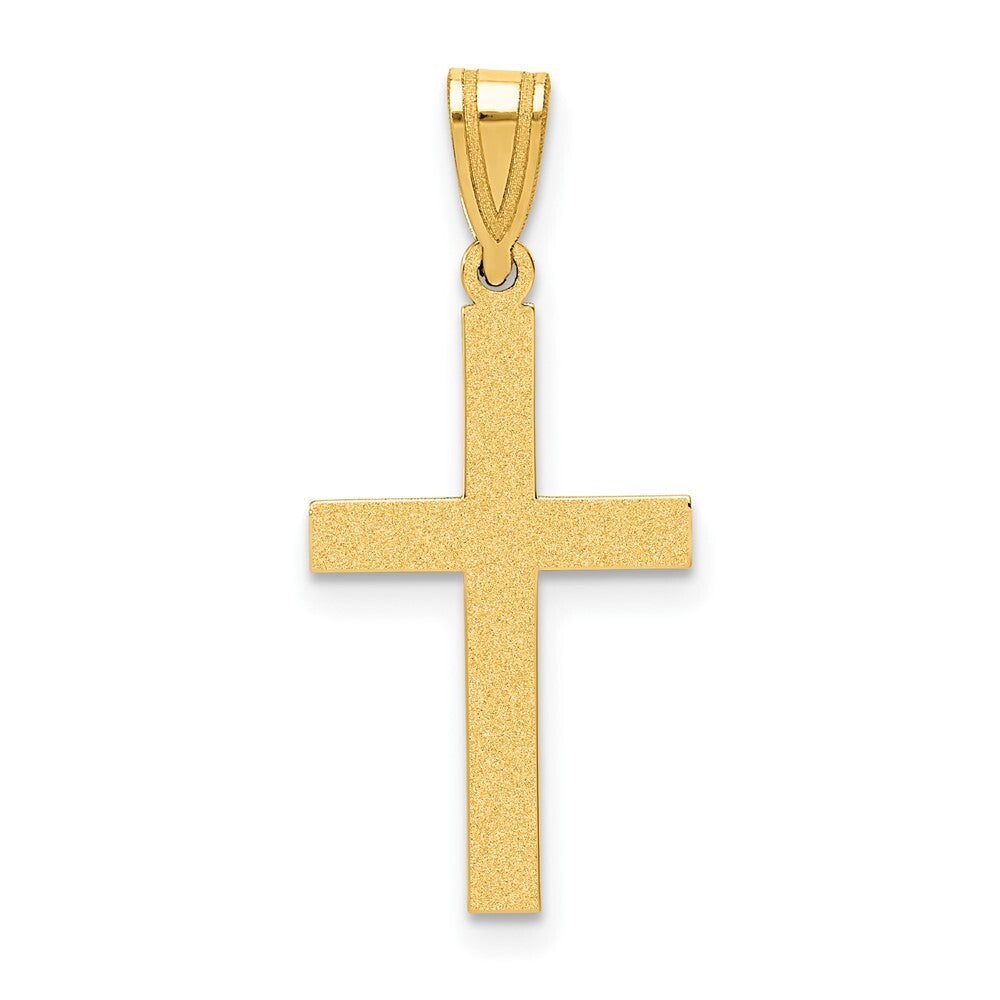 14k Yellow Gold Sandblasted Cross Pendant for Women