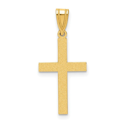 14k Yellow Gold Sandblasted Cross Pendant for Women
