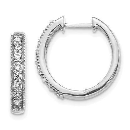 14k White Gold Diamond Milgrain Hinged Hoop Earrings