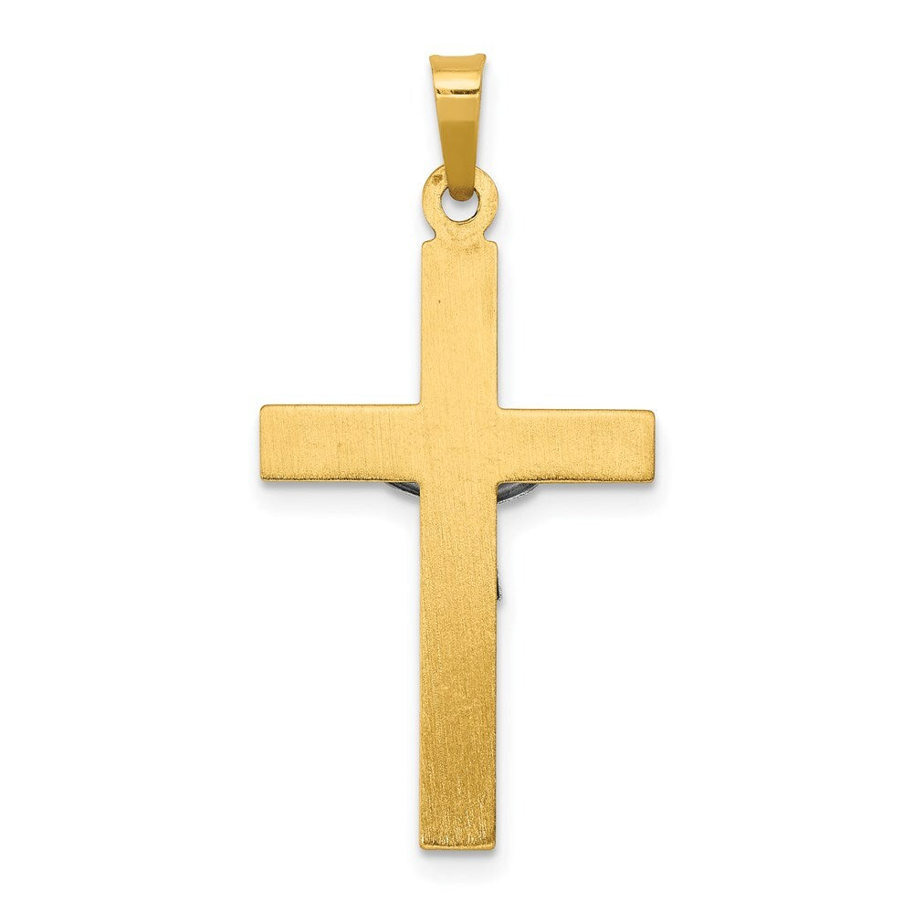 14k Two-tone Gold INRI Hollow Crucifix Pendant for Women