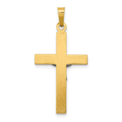 14k Two-tone Gold INRI Hollow Crucifix Pendant for Women