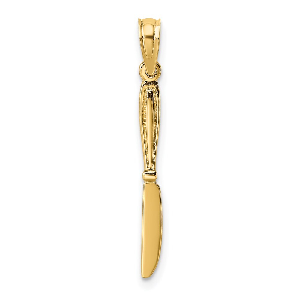14k Yellow Gold 3-D Polished Table Knife Charm Pendant for Women