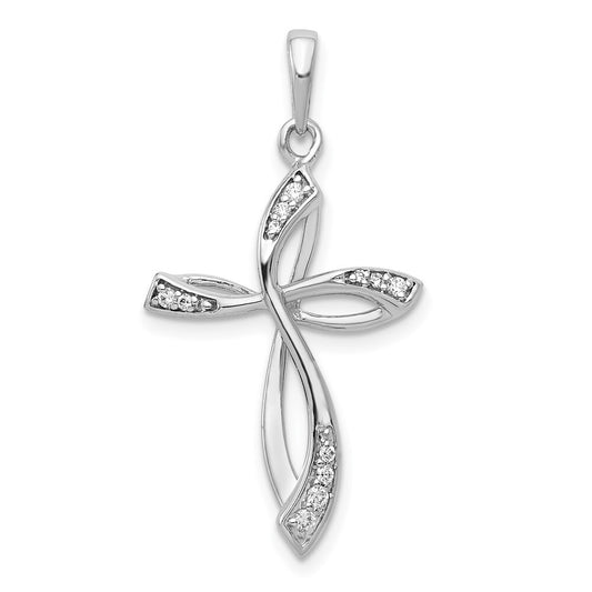 14k White Gold 1/10ct. Diamond Cross Pendant for Women
