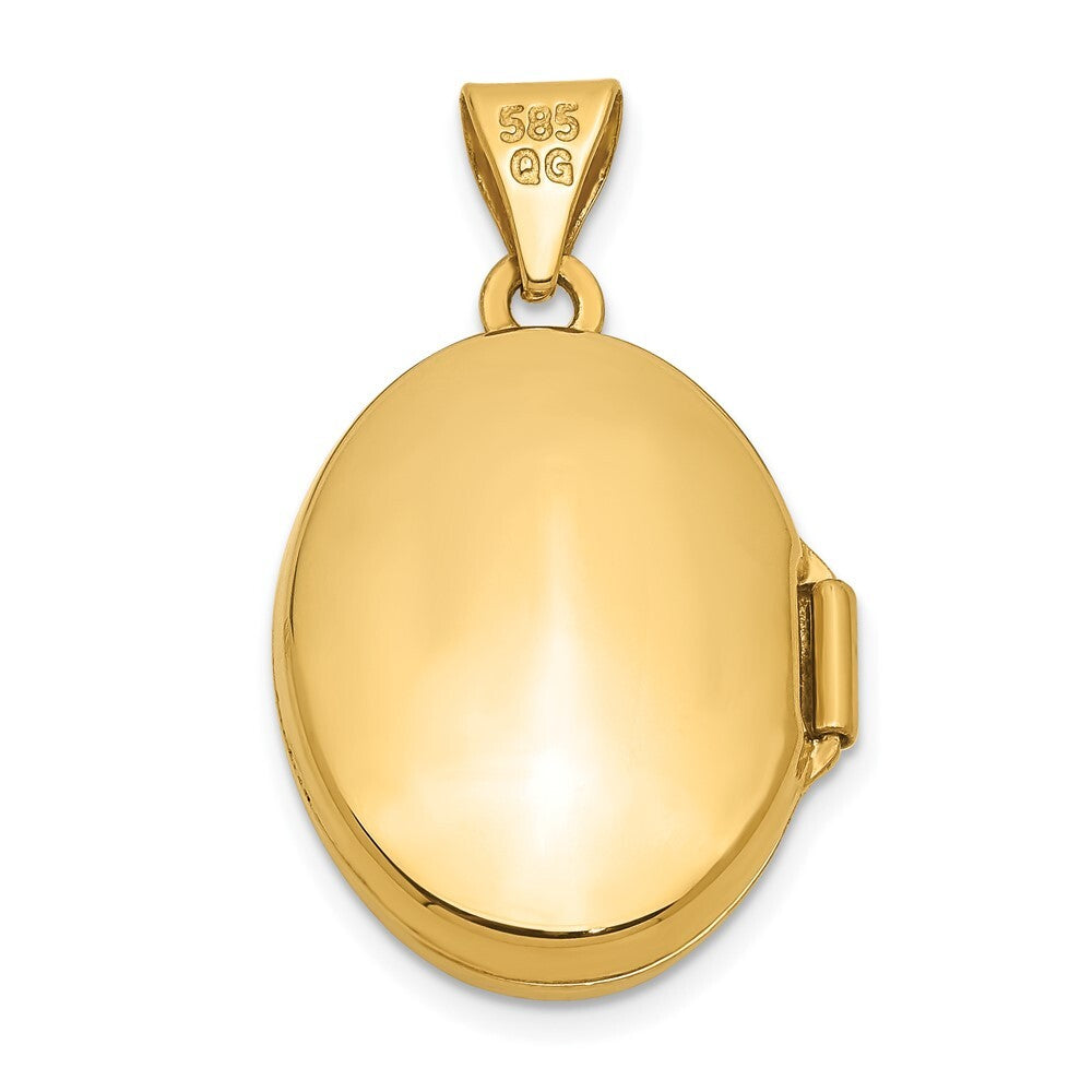 14k Yellow Gold Diamond Oval Locket Pendant for Women