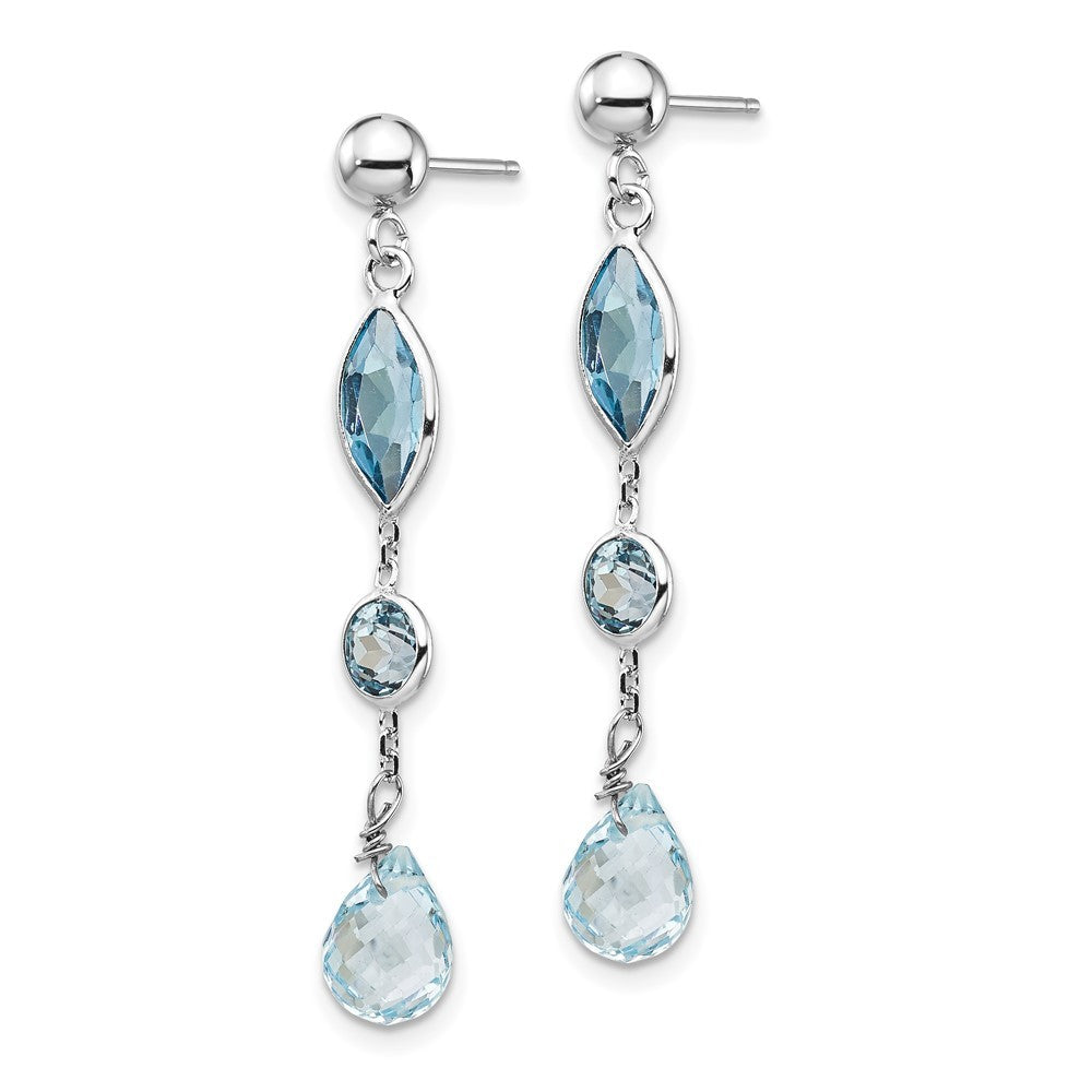 14K White Gold Blue Topaz Earrings
