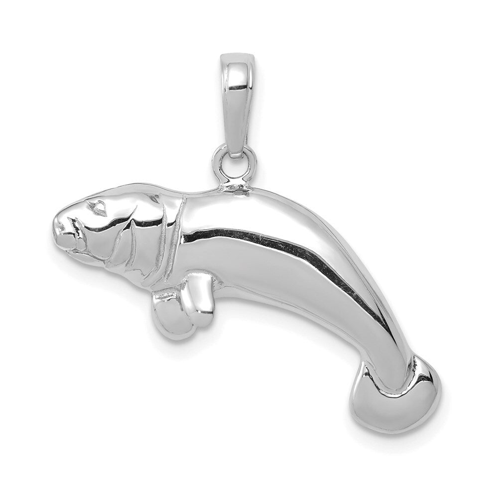 14k White Gold Solid Polished Manatee Pendant for Women