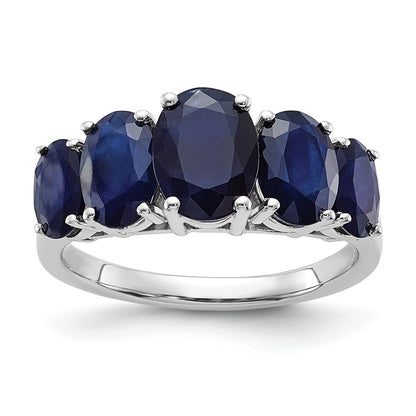 Sterling Silver Rhodium-plated Lab Created Sapphire Ring Size 7