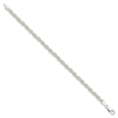 Sterling Silver 5mm Solid Rope Chain Bracelet