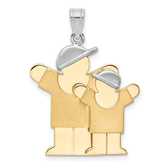 14k Two-Tone Gold Big Boy and Little Boy Engravable Charm