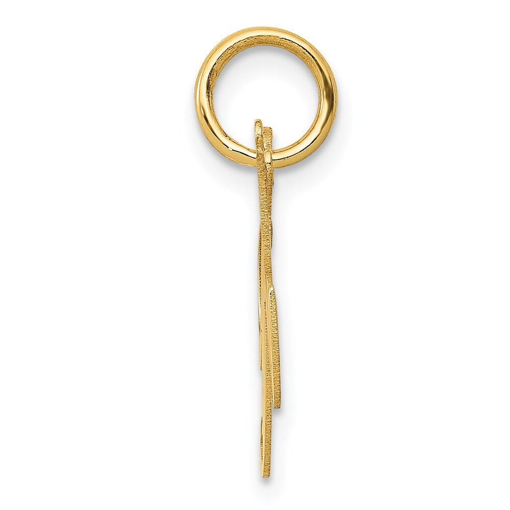 14k Yellow Gold Small Fancy Script Letter K Initial Charm Pendant for Women