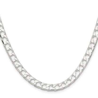 Sterling Silver 5.75mm Diamond-Cut Square Curb Chain Necklace