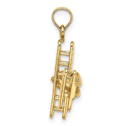 14k Yellow Gold 3-D Bi-Plane with Ribbed Wings Charm