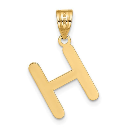 14k Yellow Gold Polished Bubble Letter H Initial Pendant for Women