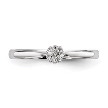 Sterling Silver Rhodium Plated Polished Diamond Ring Size 6