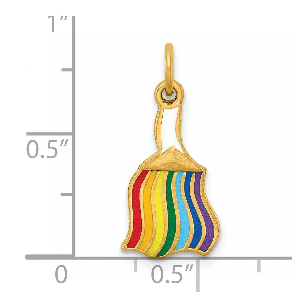 14k Yellow Gold Polished Enameled Rainbow Brush Pendant for Women