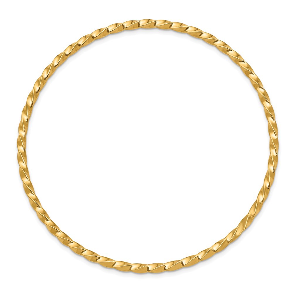 14k Yellow Gold Polished Twisted 2.50mm Slip-on Round Bangle Bracelet