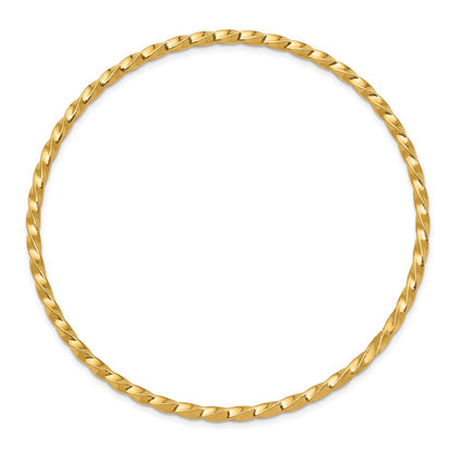 14k Yellow Gold Polished Twisted 2.50mm Slip-on Round Bangle Bracelet